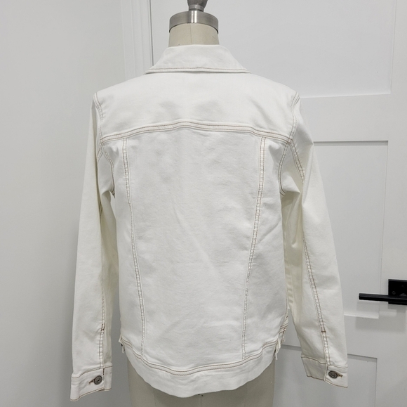 LOGO Lori Goldstein Women' Off White Denim Patchwork Button Front Jacket… - Picture 4 of 14